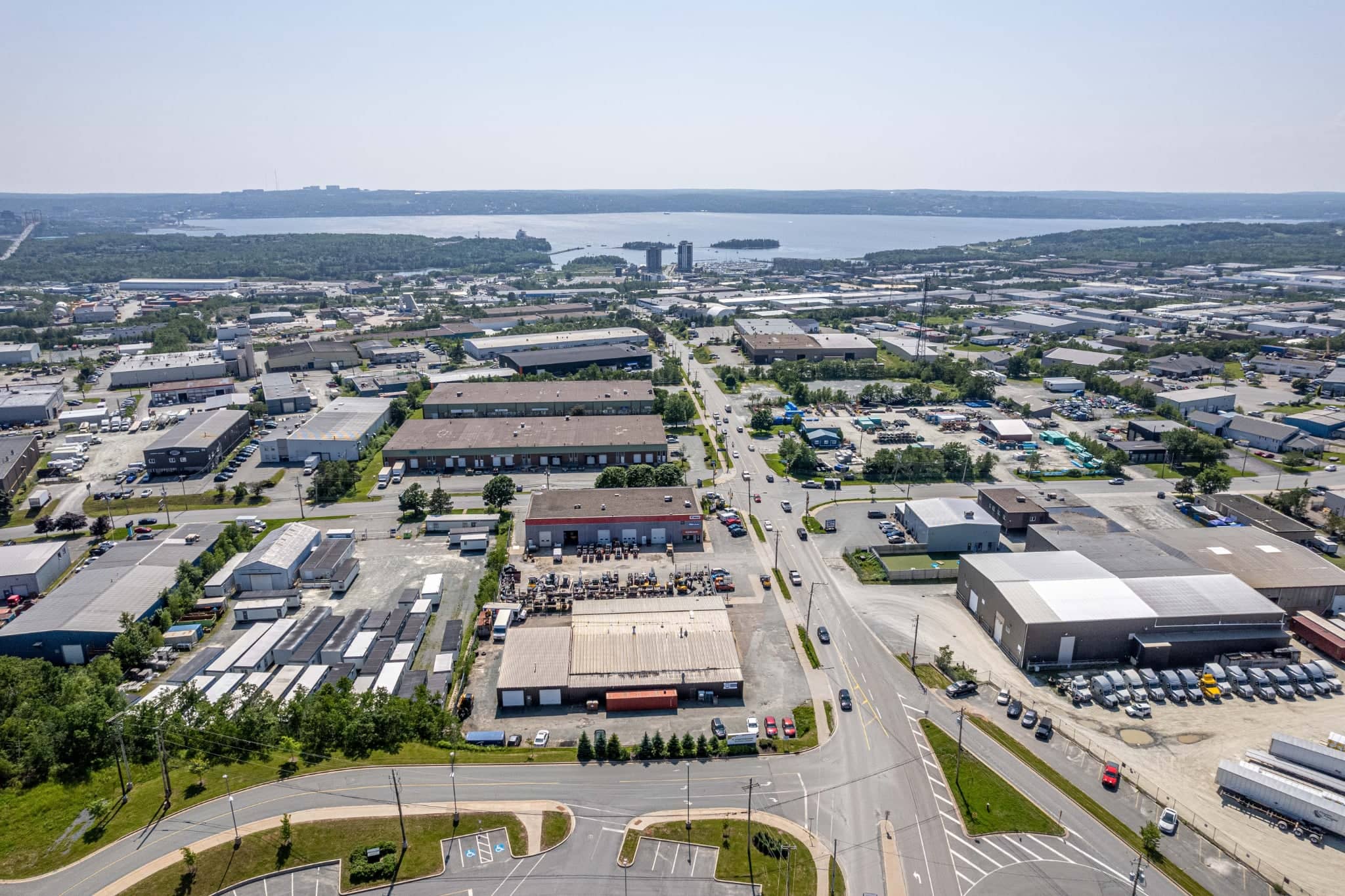 Aerial view of Burnside Industrial Park commercial properties in Dartmouth Nova Scotia